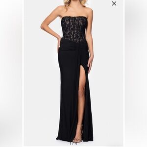 Betsy & Adam Black Lace Maxi Dress BRAND NEW